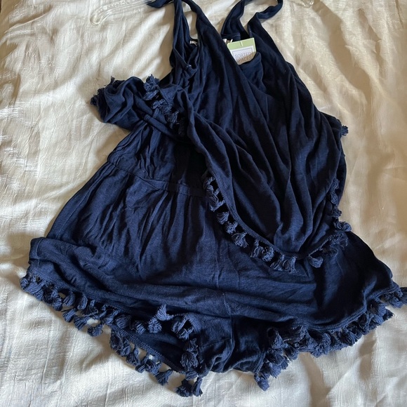 Michael Stars Blue Tank Top Romper with Tassels - Picture 7 of 8